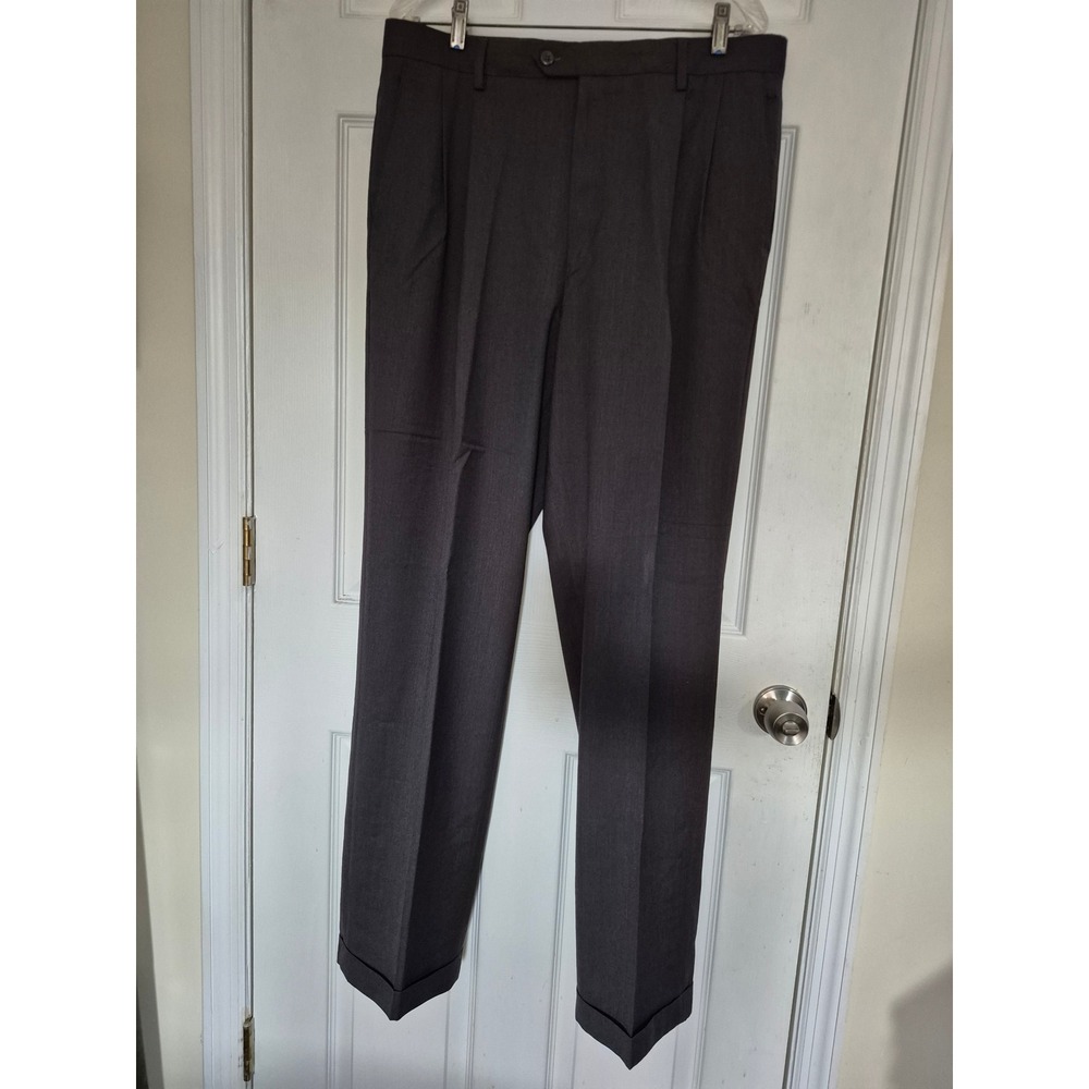 Braggi by Louis Raphael Mens‎ 36x34 Charcoal Gray Pleated Cuffed Dress Pants